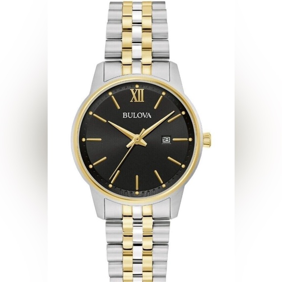 Bulova Men´s Black and Gold Bulova jubilee bracelet...